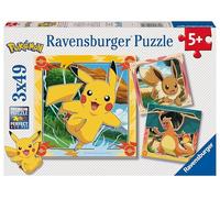 Puzzle Pikachu, Dracaufeu et Evoli 3x49 pcs