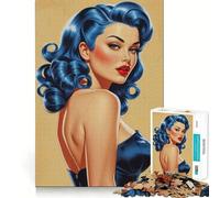 Puzzle Pin-up aux Cheveux Bleus 1000 pièces pour Adolescents Renforce la mémoire, apaise et détend Finition de qualité (50x75cm)