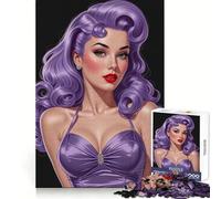 Puzzle Pin-up Cheveux Violets 1000 Pièces pour Adultes Améliore la Mémorisation et Le Jeu de Rituel Cadeau Saisonnier Amusant et Facile à Reconnaître (38x52cm)