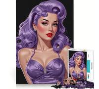 Puzzle Pin-up Cheveux Violets 1000 Pièces pour Adultes Améliore la Mémorisation et Le Jeu de Rituel Cadeau Saisonnier Amusant et Facile à Reconnaître (38x52cm)
