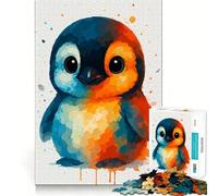 Puzzle Pingouin Aquarelle 1000 pièces,Jeu cognitif Amusant,découpe de Haute précision,Cadeau Unique pour soulager Le Stress (50x75cm)
