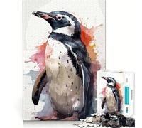 Puzzle Pingouin Aquarelle 1000 pièces pour Adultes,défi Mental,découpe Nette,alignement Parfait,activité Amusante en Famille Le Soir (38x52cm)