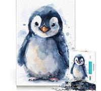 Puzzle Pingouin Aquarelle 1000 pièces pour Adultes,défi Mental,découpe Nette,alignement Parfait,activité Amusante en Famille Le Soir (38x26cm)