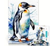 Puzzle Pingouin Aquarelle pour Adolescents 1000 Pièces Jeu de Mémoire Amusant Surface Lisse sans Bavures Cadeau d'anniversaire Casse-tête (50x75cm)