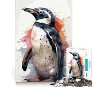 Puzzle Pingouin Aquarelle pour Adolescents 1000 Pièces Jeu Stimulant l'esprit Assemblage Solide et Sécurisé Activité de Partage en Famille (50x75cm)