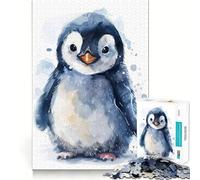 Puzzle Pingouin Aquarelle pour Adultes,1000 pièces,Jeu de réflexion,Cadeau,découpe de Haute précision,activité relaxante en Groupe à l'intérieur (50x75cm)