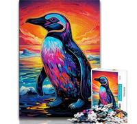 Puzzle Pingouin Art Coloré 1000 Pièces pour Adultes Adolescents, Jouets Jeux Éducatifs Soulagement du Stress Superbes Cadeaux et Jouets 50x75cm