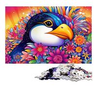 Puzzle Pingouin Art Coloré 1000 Pièces pour Adultes Puzzles pour Adultes Idéal pour Les Amoureux, Cadeau Parfait pour Noël, Nouvel an, Saint-Valentin 26x38cm / 10,23x14,96 Pouces