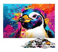 Puzzle Pingouin Art Coloré 1000 Pièces pour Adultes Puzzles pour Adultes Idéal pour Les Amoureux, Cadeau Parfait pour Noël, Nouvel an, Saint-Valentin 26x38cm / 10,23x14,96 Pouces
