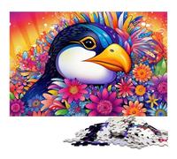 Puzzle Pingouin Art Coloré 1000 pièces Puzzles en Bois pour Adultes pour Adolescents et Ados, pour Anniversaire et Vacances 50x75cm / 19,68x29,52 Pouces
