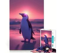 Puzzle Pingouin au Coucher du Soleil, 1000 pièces, Difficile, pour Adultes Jeu de logique Solide, Moments de Partage, Bords Nets, (50x75cm)