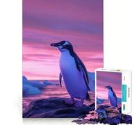 Puzzle Pingouin au Coucher du Soleil pour Adolescents, 1000 pièces, Jeu de logique Fine, Doux et Relaxant, Bords Nets, Cadeau de qualité supérieure (38x52cm)