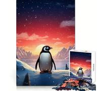 Puzzle Pingouin Aurores Brillantes pour Adolescents 1000 Pièces Renforce la Mémoire Soulagement des Tensions Bords Lisse Surprise de Noël (38x52cm)