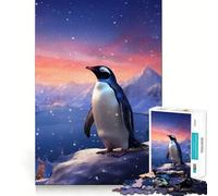 Puzzle Pingouin Aurores Polaires 1000 Pièces pour Adolescents Stimule la Mémoire Loisirs à la Maison Bords Nets Cadeau Précieux (38x26cm)