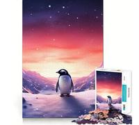 Puzzle Pingouin Aurores Polaires pour Adultes 1000 Pièces Jeu de Détente et de Réflexion, Design à Assembler, Cadeau Joli (38x26cm)