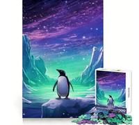 Puzzle Pingouin Aurores Polaires pour Adultes 1000 Pièces Jeu d'Intellect Apaisant Décoration Murale de Qualité (50x75cm)