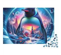 Puzzle Pingouin Cadeau 1000 pièces Adultes, Pingouin dans Boule à Neige Magique, épais, Robuste, Haute qualité, défi Difficile, Anti-Stress 38x26cm/1000pcs