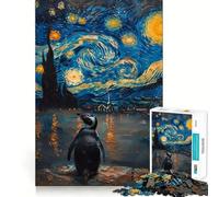 Puzzle Pingouin dans la Nuit Étoilée pour Adolescents 1000 Pièces Jeu de Réflexion Loisirs Amusant Découpe de Qualité Supérieure Cadeau Bienveillant (50x75cm)