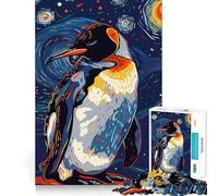 Puzzle Pingouin dans Un décor de Nuit Étoilée pour Adolescents, 1000 pièces, pour stimuler la mémoire, se détendre et s'amuser (50x75cm), Un Cadeau Exquis