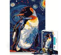 Puzzle Pingouin dans Un décor de Nuit Étoilée pour Adultes, 1000 pièces, Jeu de logique Solide, Jeu apaisant, Bords Nets, Cadeau Artistique (38x52cm)