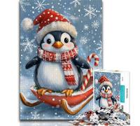 Puzzle Pingouin de Noël 1000 pièces pour Adultes et Adolescents, Jeu Familial Anti-Stress, défi Difficile, Collection d'artistes, Beaux-Arts 50x75cm