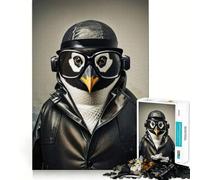 Puzzle Pingouin Détective Difficile pour Adultes 1000 Pièces Think Toy Paisible et Amusant Découpe Nette Fine Art Piece (50x75cm)