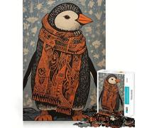 Puzzle Pingouin d'hiver 1000 pièces,Jeu de réflexion,Assemblage Stable,pièces Qui ne bougent Pas,Passe-Temps agréable pour Les Longs Week-Ends (38x52cm)