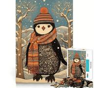Puzzle Pingouin d'hiver 1000 Pièces pour Adultes Jeu de Souvenirs Amusant Assemblage Solide et Sécurisé Activité Scolaire Familiale (38x52cm)