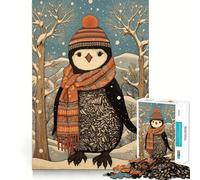 Puzzle Pingouin d'hiver pour Adultes,1000 pièces,Jeu de mémoire,Assemblage sécurisé et Solide,Jeu de Construction de Liens significatif (50x75cm)