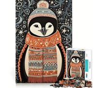 Puzzle Pingouin d'hiver pour Adultes,1000 pièces,Puzzle Amusant et précis,découpe de Haute précision,Facile à Apprendre,pour Toute la Famille (38x26cm)