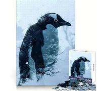 Puzzle Pingouin Double Exposition 1000 Pièces Adultes Jeu de réflexion Cadeau Jeu de complicité Découpe soignée Surprise d'anniversaire (38x26cm)