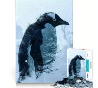 Puzzle Pingouin Double Exposition 1000 Pièces Adultes Jeu de réflexion Cadeau Jeu de complicité Découpe soignée Surprise d'anniversaire (38x26cm)
