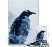 Puzzle Pingouin Double Exposition 1000 Pièces pour Adolescents Renforce la Mémoire Loisirs à la Maison Bords Nets Cadeau Précieux (38x26cm)