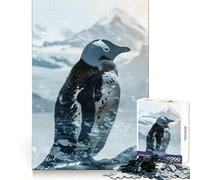 Puzzle Pingouin Double Exposition 1000 Pièces pour Adultes Développement de la Mémoire Moments de Paix Design Assemblage Cadeau Premium (38x52cm)