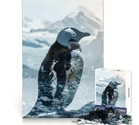 Puzzle Pingouin Double Exposition 1000 Pièces pour Adultes Jeu de Logique Fine Silencieux et Amusant Bords Nets Cadeau Souvenir (50x75cm)