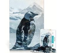 Puzzle Pingouin Double Exposition 1000 Pièces pour Adultes Jeu de Logique Fine Silencieux et Amusant Bords Nets Cadeau Souvenir (50x75cm)