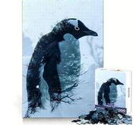 Puzzle Pingouin Double Exposition 1000 Pièces pour Adultes Jeu de Logique Solide et Détente Bords Clairs Cadeau Souvenir (50x75cm)