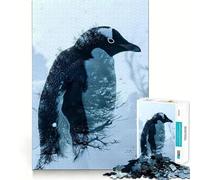 Puzzle Pingouin Double Exposition 1000 Pièces pour Adultes Jeu de Logique Solide et Détente Bords Clairs Cadeau Souvenir (50x75cm)