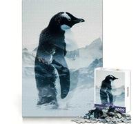 Puzzle Pingouin Double Exposition Difficile pour Adultes 1000 Pièces Think Toy Paisible et Amusant Découpe Propre Pièce d'art Fine (38x26cm)