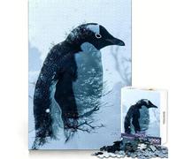 Puzzle Pingouin Double Exposition pour Adolescents 1000 Pièces Stimule la Mémoire Détente et Amusante Assemblage Cadeau Exquis (38x52cm)