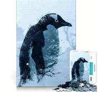 Puzzle Pingouin Double Exposition pour Adolescents 1000 Pièces Stimule la Mémoire Détente et Amusante Assemblage Cadeau Exquis (38x52cm)
