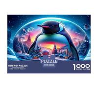 Puzzle Pingouin en Papier recyclé 1000 pièces - Pingouin dans Un Globe terrestre avec Paysage d'hiver - Jeu éducatif pour Adultes - Décoration Murale Anti-Stress - 38 x 26 cm / 1000 pièces