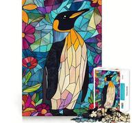 Puzzle Pingouin en Vitrail 1000 pièces pour Adultes, Jeu Stimulant, Jeu de Groupe, découpe Nette, Joli Cadeau 50x75cm
