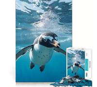 Puzzle Pingouin Nageur 1000 Pièces Cadeau pour Adultes Jeu de Logique Découpe Précise Cadeau Élégant (38x26cm)