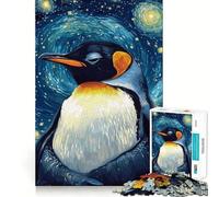 Puzzle Pingouin Nuit Étoilée pour Adolescents 1000 Pièces Jeu de Logique Solide Amusant à Partager Bords Transparents Joli Cadeau (50x75cm)