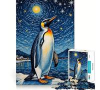 Puzzle Pingouin sous Ciel étoilé pour Adultes, 1000 pièces, Jeu de logique Clair, Loisir Silencieux, découpe Parfaite, Cadeau élégant (38x52cm)