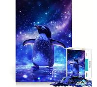 Puzzle Pingouin sous Les Étoiles 1000 Pièces pour Adolescents Jeu de Logique et de Train Décoration Murale Légère et Découpe Lisse (38x52cm)
