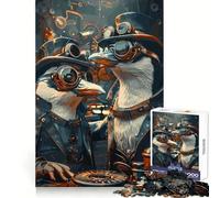 Puzzle Pingouin Steampunk Animal 1000 pièces pour Adolescents Stimulation Cognitive, détente, Assemblage précis, Cadeau de Noël (38x26cm)