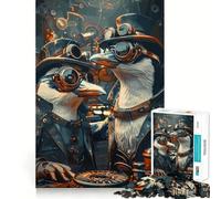 Puzzle Pingouin Steampunk pour Adultes,1000 pièces,Jeu de réflexion Amusant,Technologie de découpe Laser avancée,défi Stimulant pour Passer Le Temps (50x75cm)
