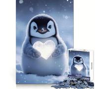 Puzzle Pingouin Tenant Un cœur, 1000 pièces, pour Adolescents, pour développer sa mémoire, apaiser et se détendre, Design Classique à Assembler (38x26cm)